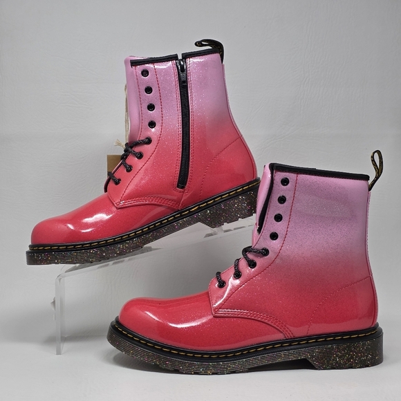 Dr. Martens 31405 Gradient Glitter Lace-up Zipper Boots Womens Size 7 Pink New - Picture 3 of 13